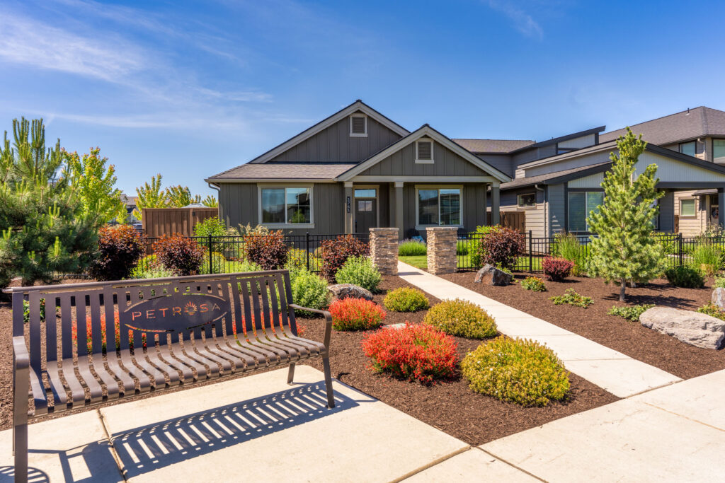 Home deck with Adirondack chairs among the pines — real estate photography by Pro Property Photos by Wasim, Bend, Oregon.