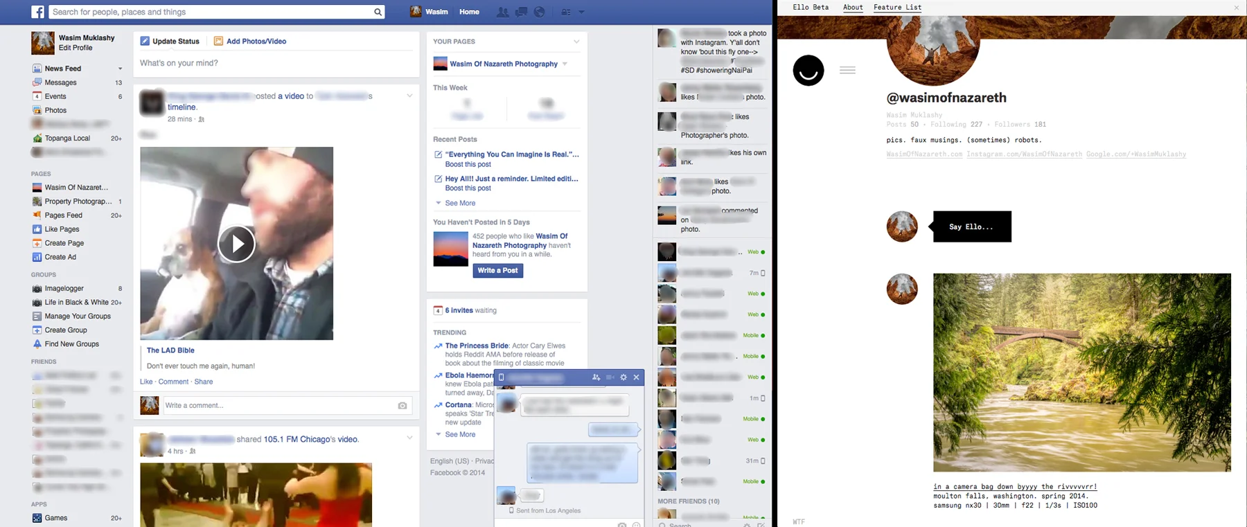 facebook versus ello comparison image