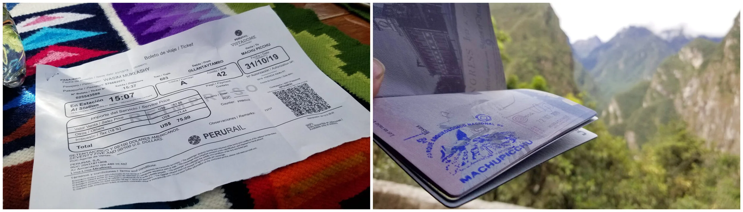 Machu Picchu Train Ticket Passport Stamp