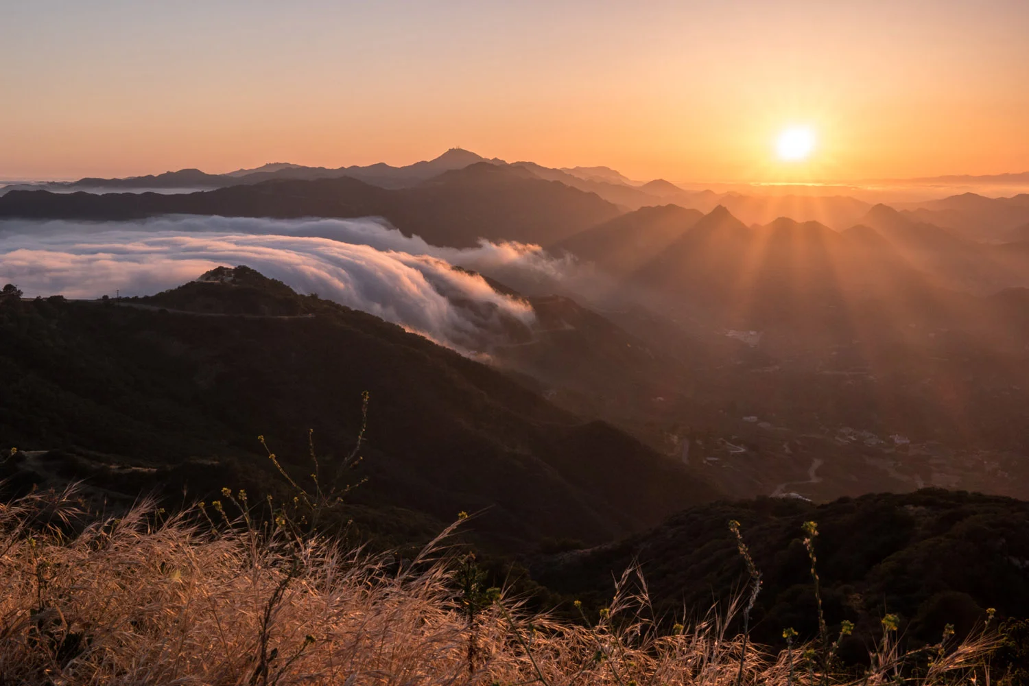 Pacific Ocean Sunset Santa Monica Mountains California Samsung NX1 1800px